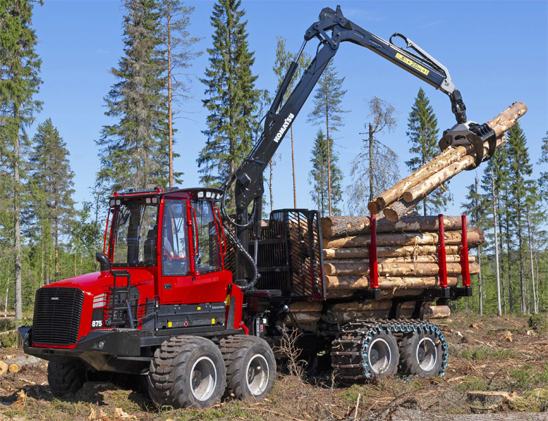 Röd skotare Komatsu 875 stulen i Tvärålund nordväst om Umeå