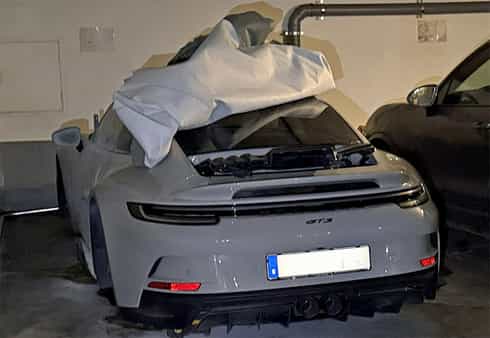 Porsche 911/992 GT3 slaktad på Kungsholmen i Stockholm